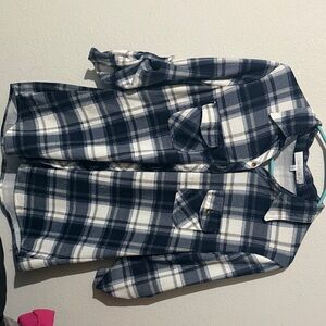Eden & Olivia Blue and White Plaid Button Down Shirt